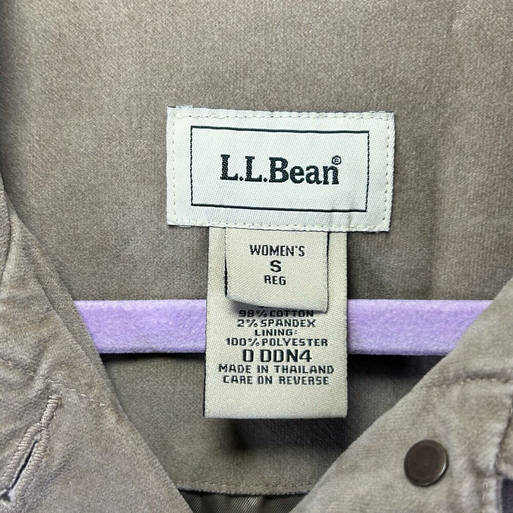 LL Bean Trucker Jacket Velour Women’s Small Tan Lined - Picture 2 of 8